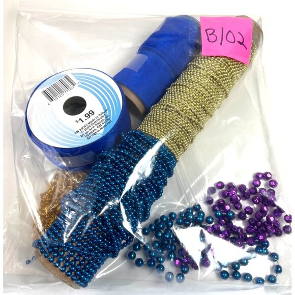 Lot of Craft item's Blue Ribbon Blue/Gold Beads 11h - Picture 8 of 8